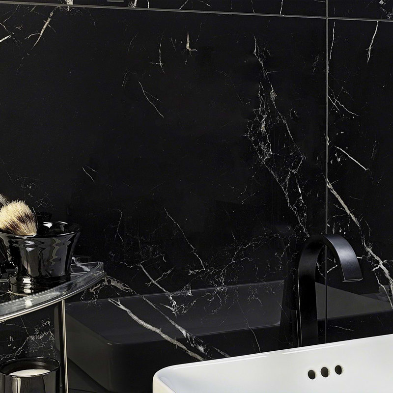 Marble Tech 24x24 Polished Nero Marquina Look Porcelain Tile