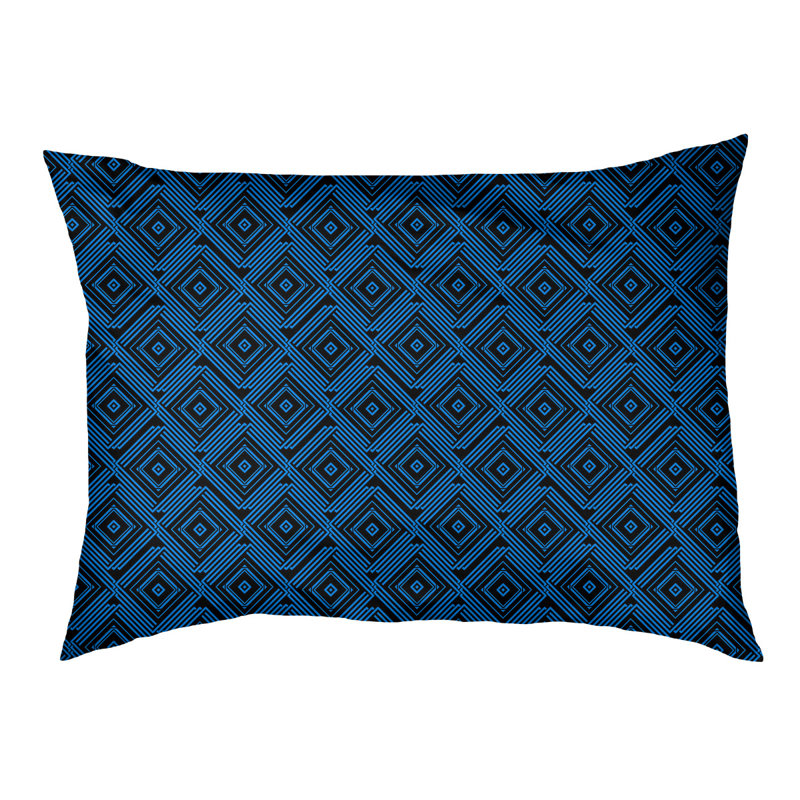 Coussin extérieur à labyrinthe carré Byrge, Très grand (l 52 po x P 42 po x H 17 po), Noir / Orange