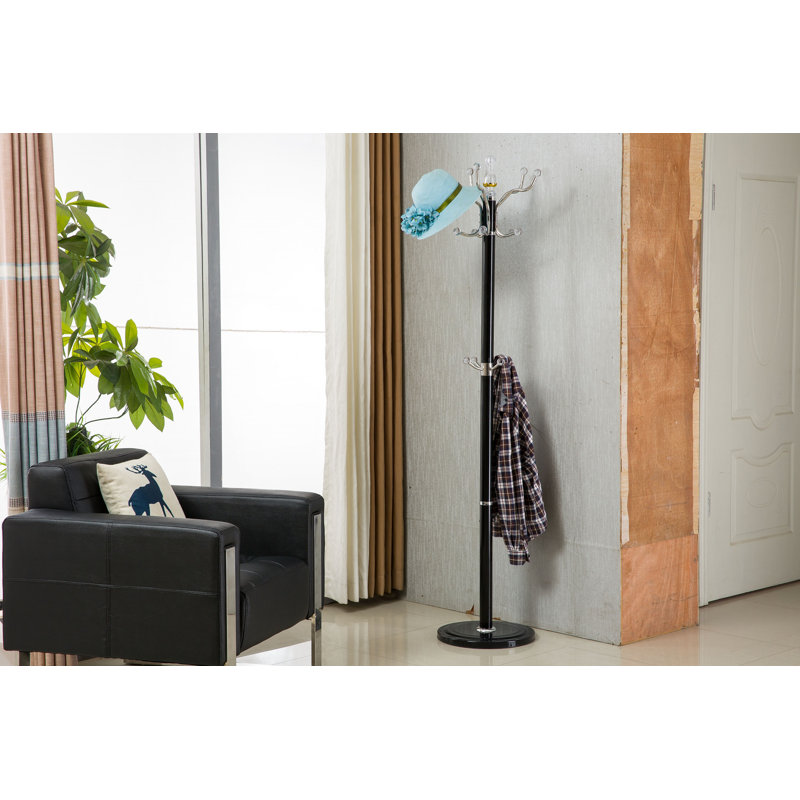 Fenstermacher Marble Freestanding Coat Rack, Black