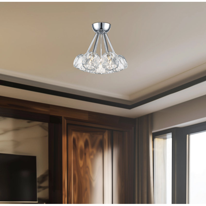 Plafonnier semi-encastré 7 lumières Konotopsky, Chrome poli