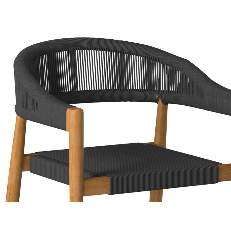 Ensemble de 4 fauteuils Klint, Noir / bois naturel