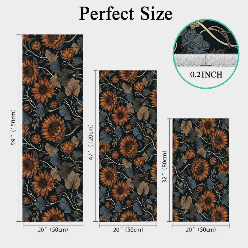 Tapis de cuisine tournesol antidérapant lavable
