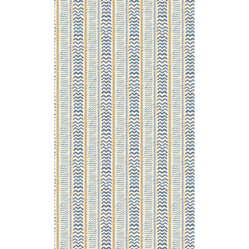 Wriggle Striped Non-Woven Wallpaper Roll, Blue/Yellow