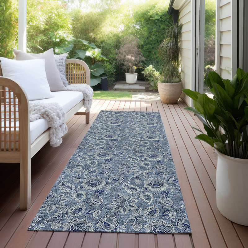 Flitwick Washable Floral Indoor / Outdoor Rug, Runner 2'3" x 7'6"