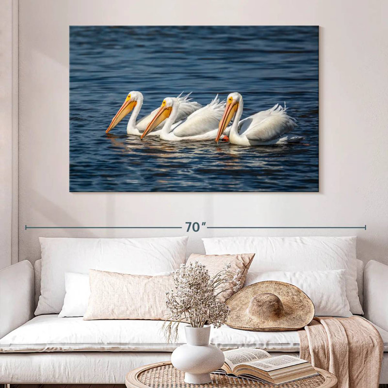 Bramic Ding Darling White Pelicans, H 34 po x l 51 po