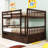 Full Over Full Wood Bunk Bed With Trundle, Ladder And Guardrails