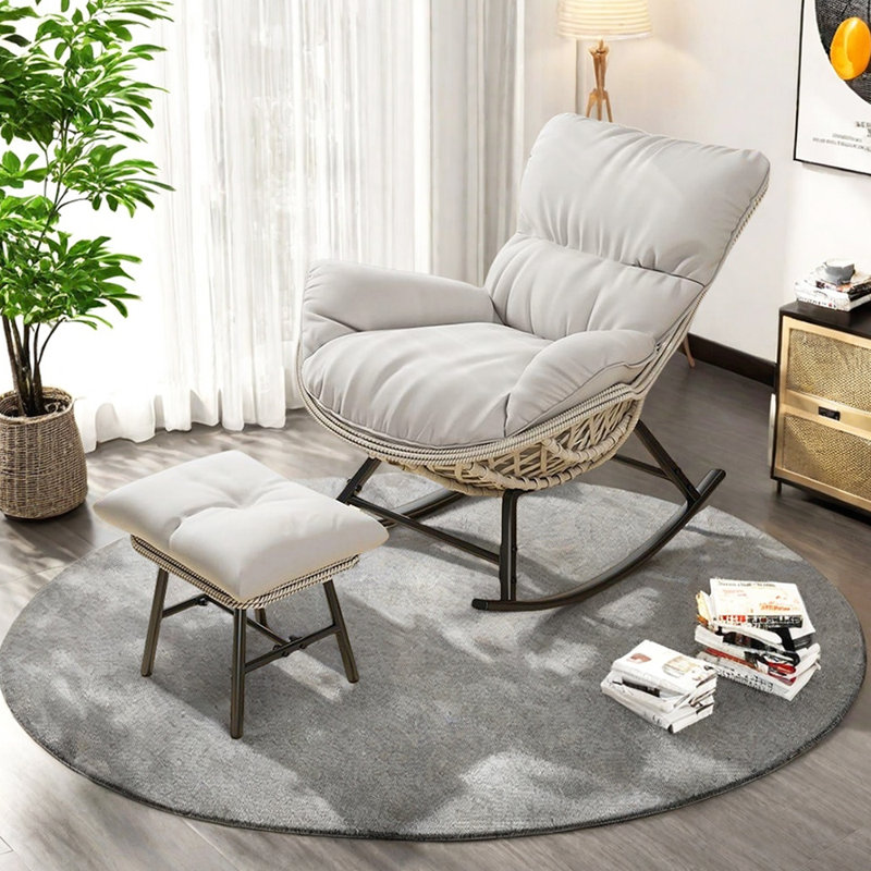 Chaise berçante décontractée Home, Gris clair, Beige