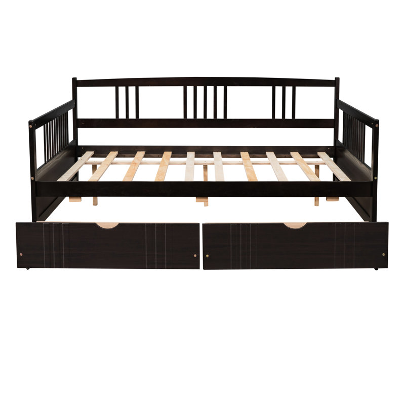 Wood Daybed With Drawers, And Functional Living Room Furniture Full Size Solid For A Comfortable, Espresso