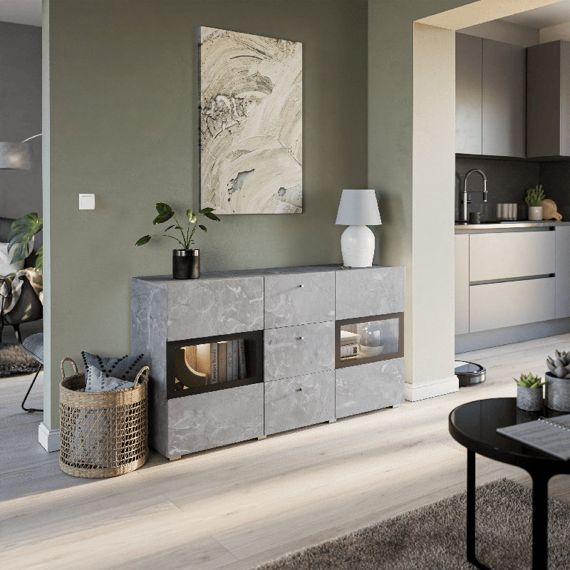 Lamotte 132 cm Wide Sideboard, Concrete Grey
