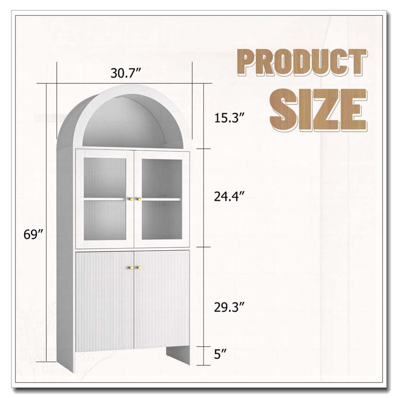 Armoire de rangement Arch avec éclairage DEL, Blanc