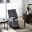 Fauteuil inclinable en métal avec poches latérales - Gris antique pour fauteuil de rangement pratique, support haute densité, 28,71 po Siège profond