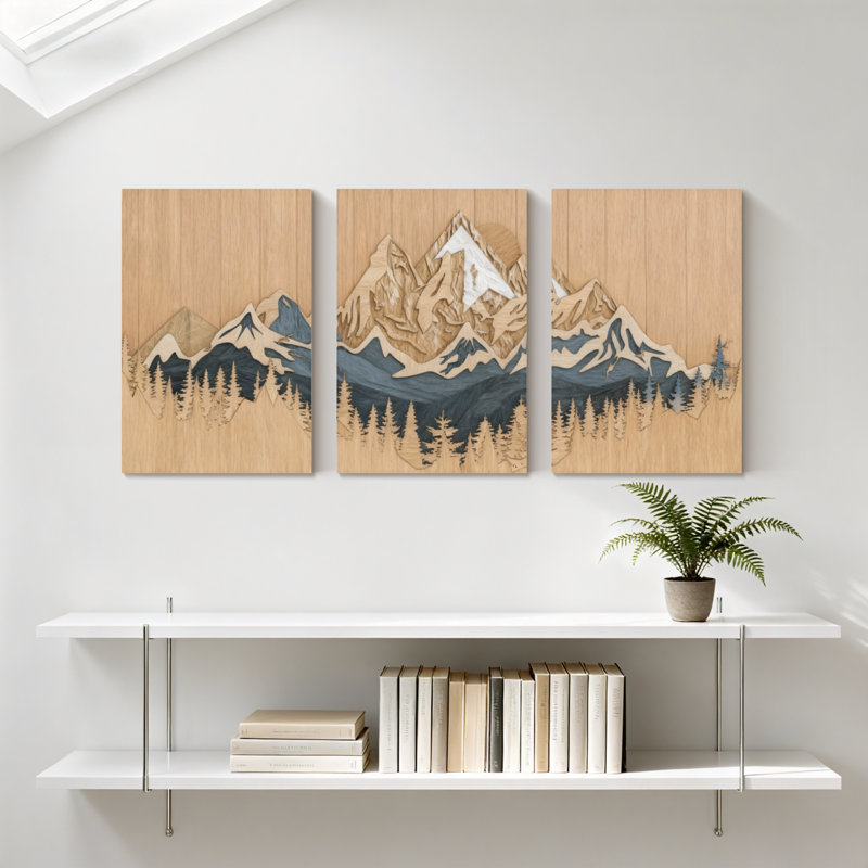 Paysage et nature, chaîne de montagnes, ensemble de 3 impressions sur toile, H 24 po x l 48 po