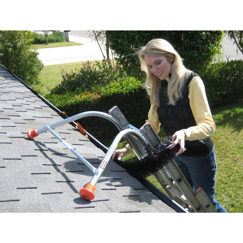GutterBrush Simple Roof Rain Leaf Gutter Guard Cover w/ Bristles, 4.2" W x 180" L