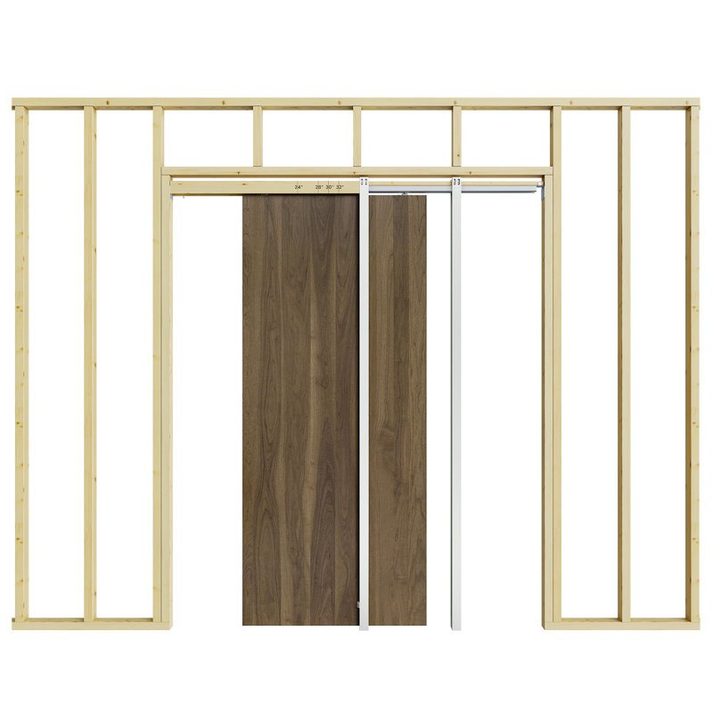 Soft Close and Open 24" to 36" Upright Universal Lightweight Pocket Door Frame(Door Not Included), 80" H x 36" W  x 1.22" D