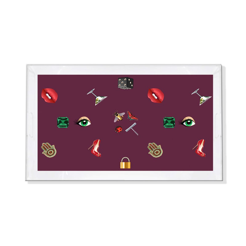 Plateau décoratif Precise Edge, 12.5"W x 7.75"D x 2"H, Aubergine