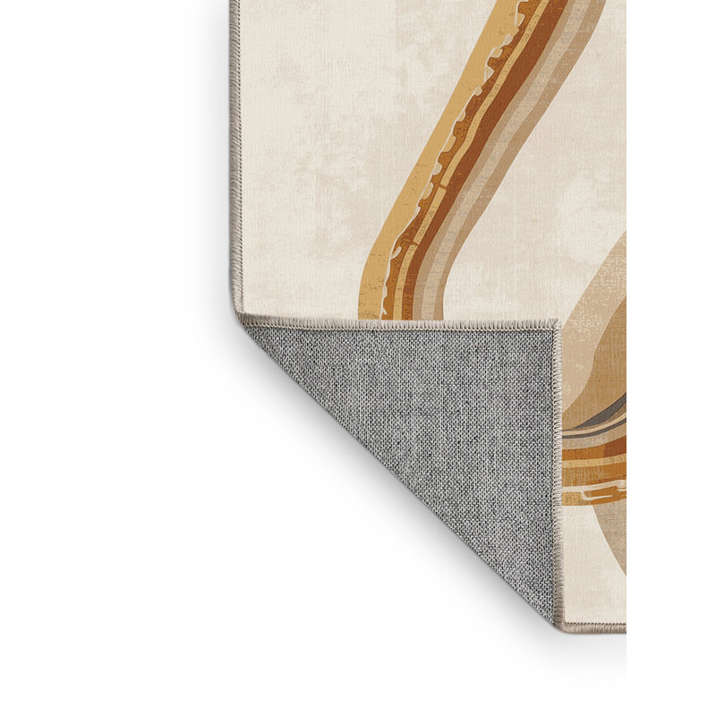 Machine Washable Aedan Eclair Posh & Luxe Rug in Beige – Beige Binding, 2x3