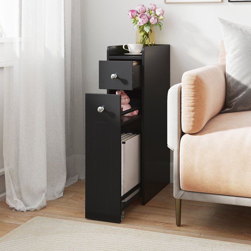Freestanding Linen Cabinet, Black