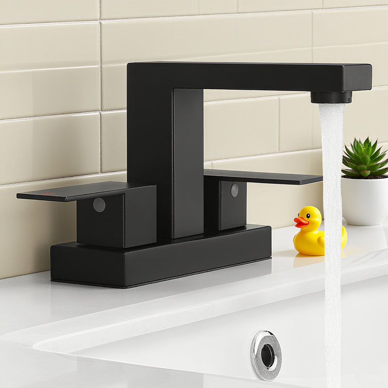 Robinet de lavabo de salle de bain 4 po avec lignes d'alimentation KES noir mat KES