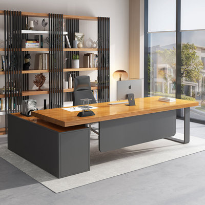 Brown L-Shaped Solid Wood desks by Cozynest