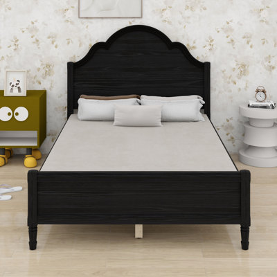 Lit plateforme classique en bois avec tête et pied de lit