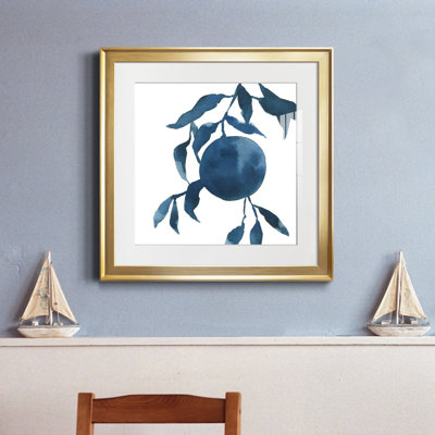 Indigo Oranges IV - reproduction encadrée de qualité supérieure - prête à être accrochée