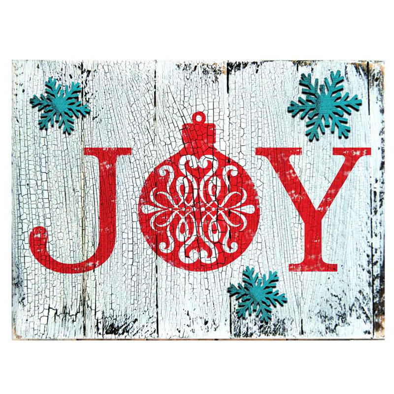 Enseigne de Noël rétro Joy, H 6 po x l 8 po x P 1,5 po