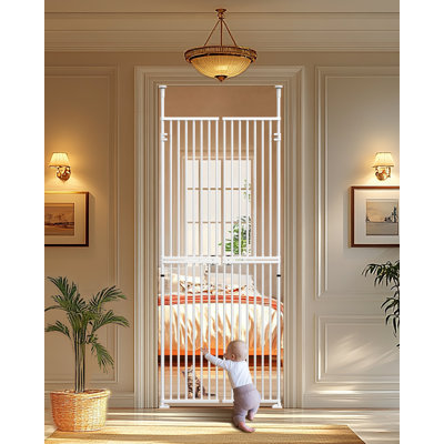 Extra Tall Pet Gate, Adjustable Wide, Walk Through Safety Gate for Cats And Pets, No Drilling