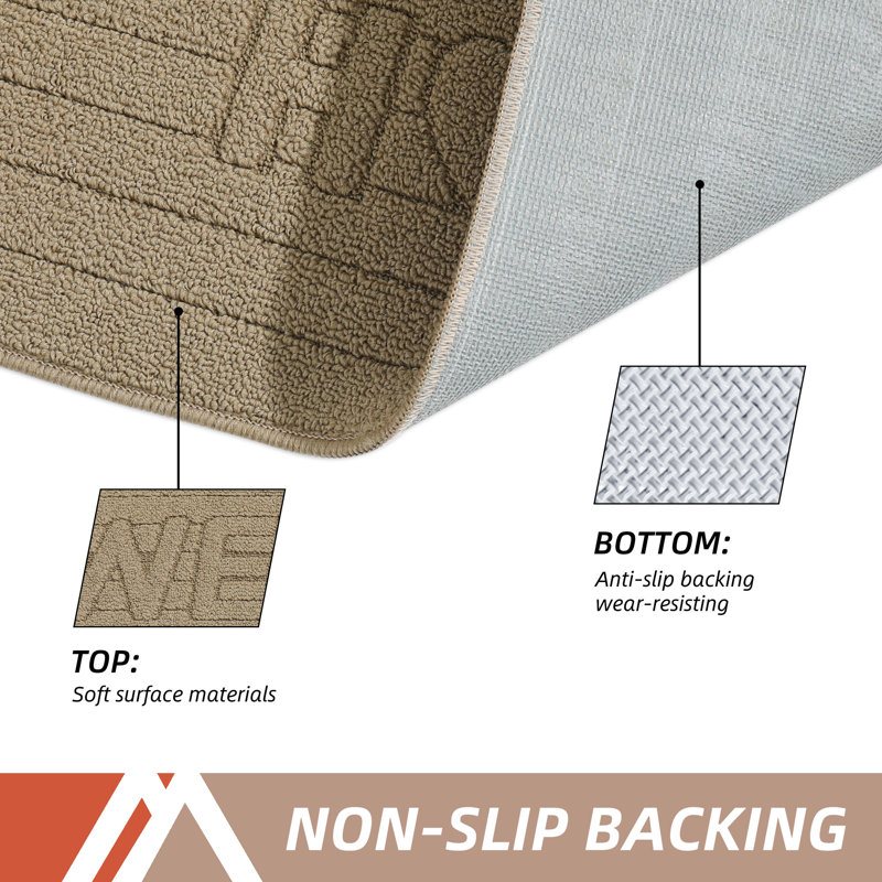 Tapis d'intérieur antidérapant lavable à la machine, L 20 po x L 32 po, Beige