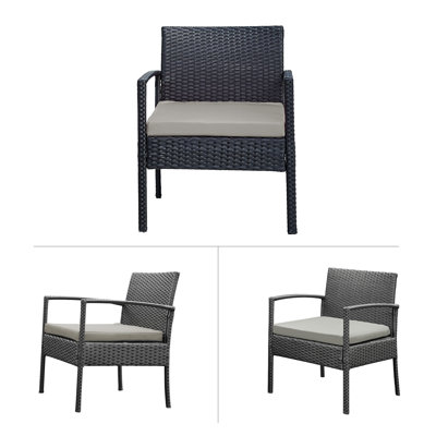 Ensemble de table bistro en rotin pour 2 personnes avec table et coussins