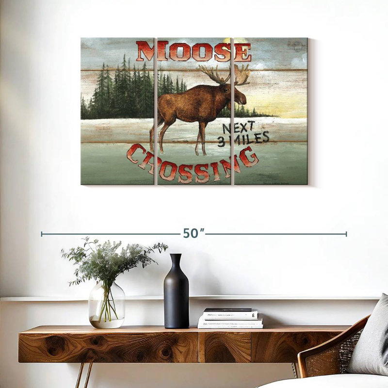 Moose Crossing I Wall Sign, 24" H x 38" W