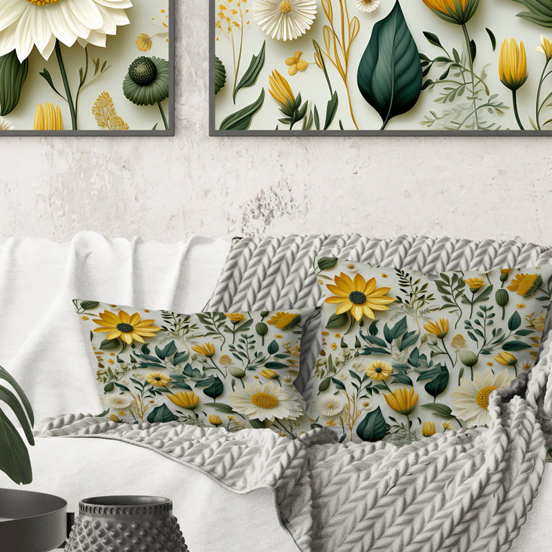 Boho Botanicals Boho Greens - Coussin décoratif abstrait Coral Reef multicolore azur - Coussin décoratif, H 18 po x l 18 po