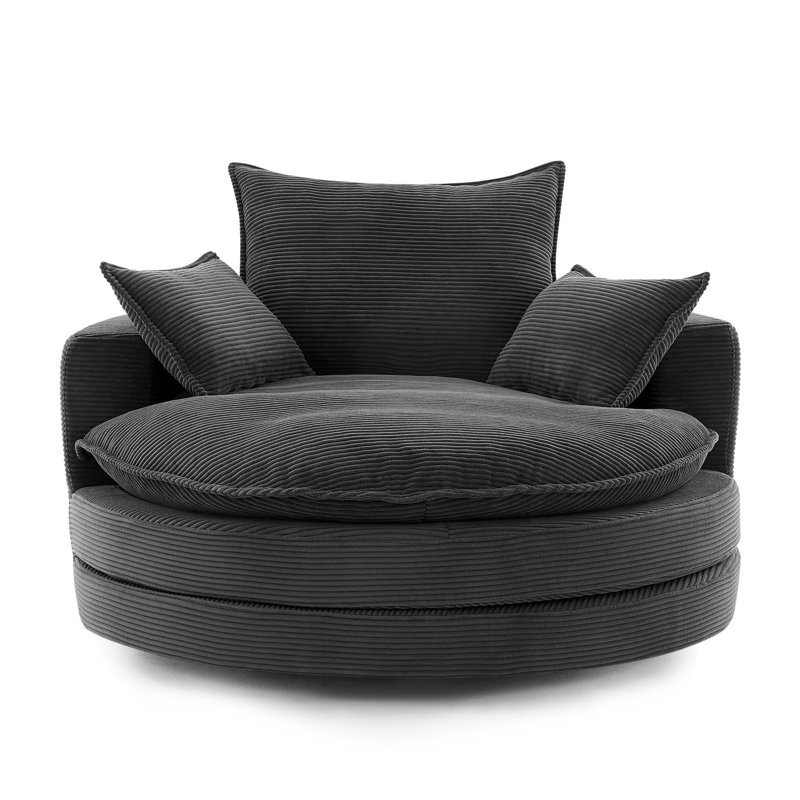 Méridienne surdimensionnée pivotante à 360 ° avec coussin double et coussins, Noir