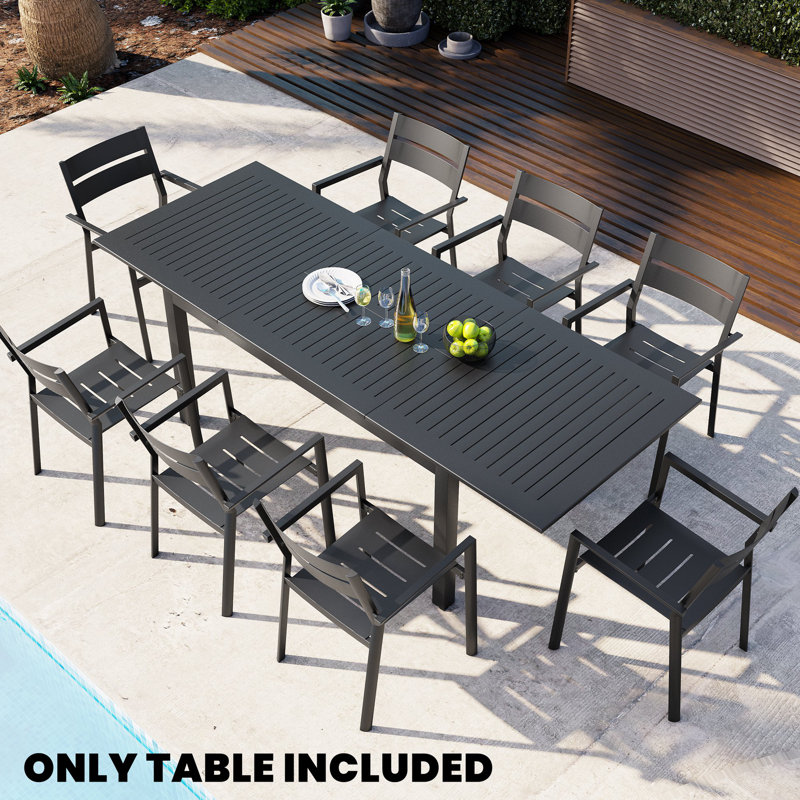 Table de salle à manger extensible en aluminium 94,5 "L pour 6 à 8 personnes