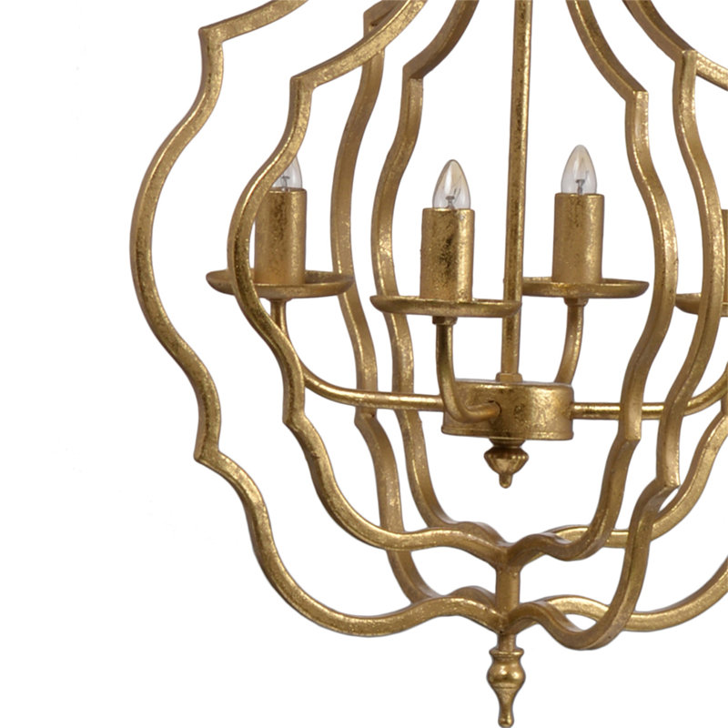 4 - Light Metal Chandelier, Hanging Light Fixture with Adjustable Chain for Kitchen Dining Room Foyer Entryway, Bulb Not Included