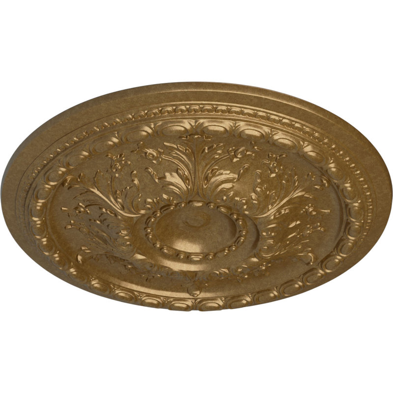 Médaillon de plafond Endurathane Stockport, DE 28 po x P 2 3/4 po (convient aux auvents jusqu'à 6 1/4 po), finition or pâle peinte à la main