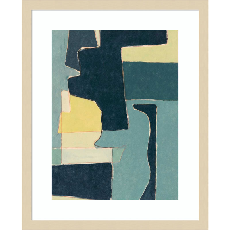 «Blue Note II» par Rob Delamater - peinture encadrée, Papier encadré naturel, H 21 po x l 17 po