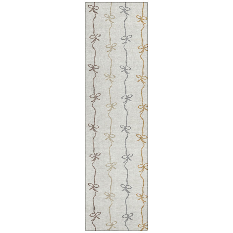 Machine Washable Indoor/Outdoor Chantille ACN2593 Kids Rug, Ivory, 2'3" x 7'6" Runner