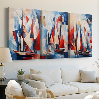 NAUTICAL Series CDXV III - Toile tendue avec châssis sur mesure - 3 pièces