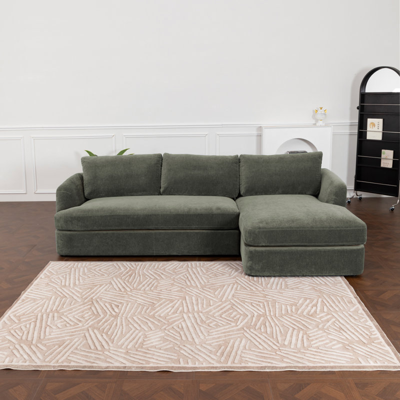 Alameda 109" W Velvet L-Shaped Sectional, Right Hand Facing, Juniper Velvet