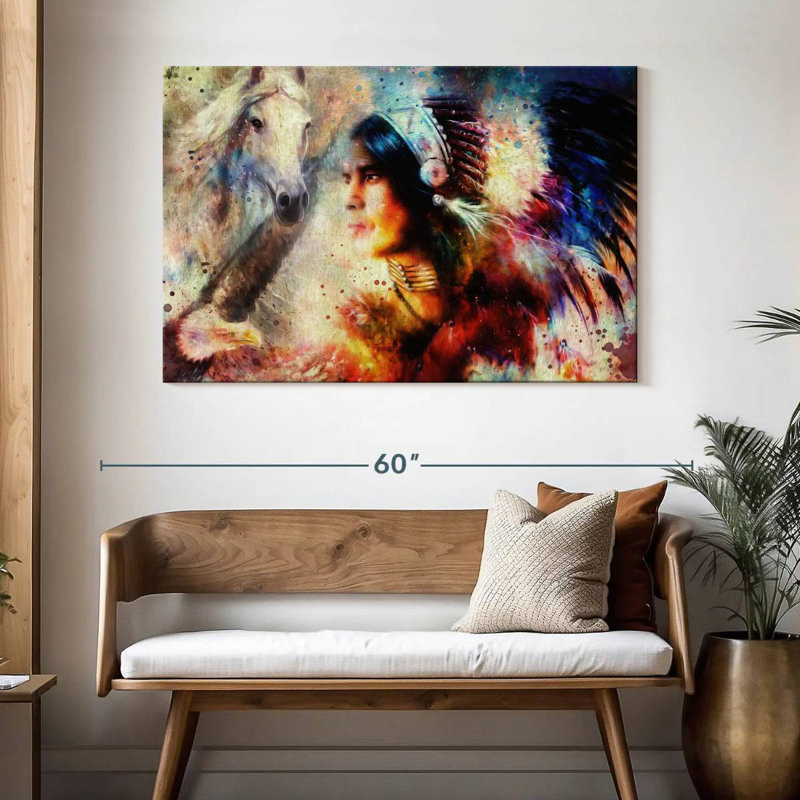 Lelar American Indian Warrior, 32" H x 48" W