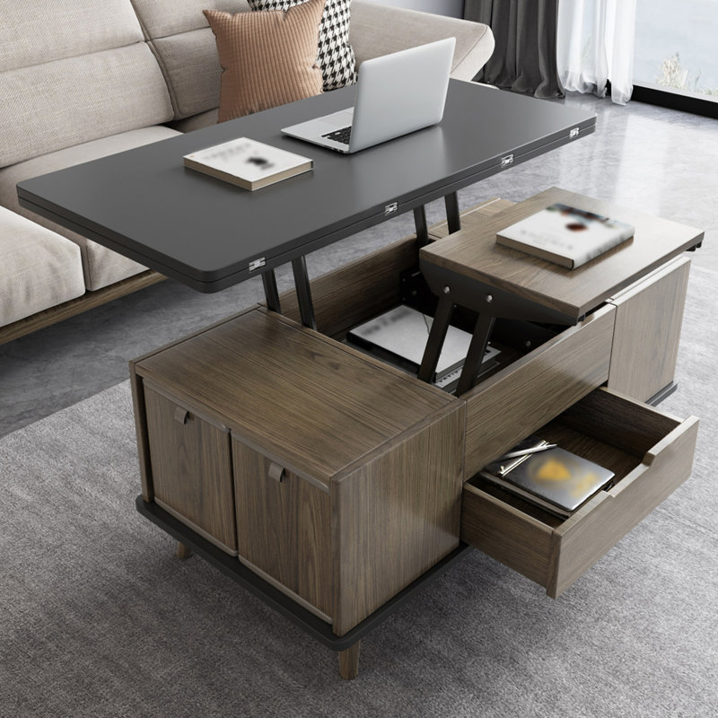 Multifunctional Lift-Top Coffee Table With 4 Stools,3-In-1 Centre Table