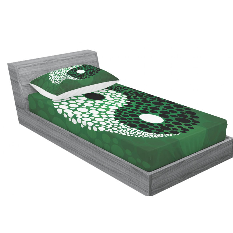 Microfiber Polka Dots Sheet Set, Queen Sheet Set with Fitted Sheet, Green