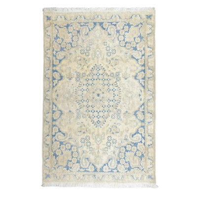 Vintage One-of-a-Kind 2'10" X 4'4" 1980s Wool Area Rug Cream