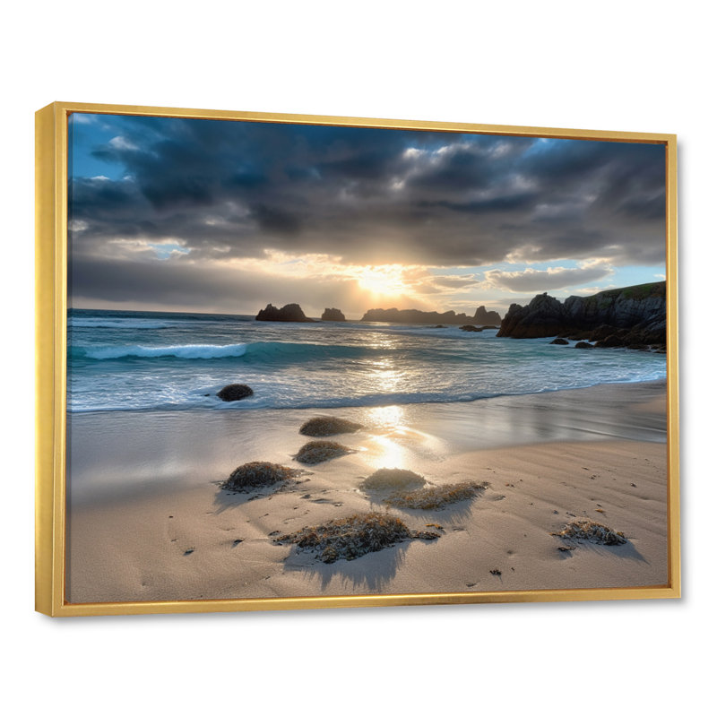 «Beautiful Porthcothan Bay V», reproduction sur toile, H 12 po x l 20 po x P 1 po, Cadre flottant doré