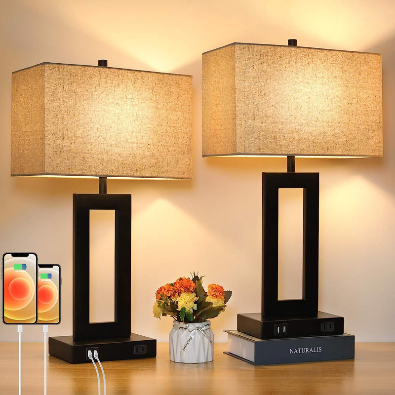 Metal USB Desk Lamp, Beige