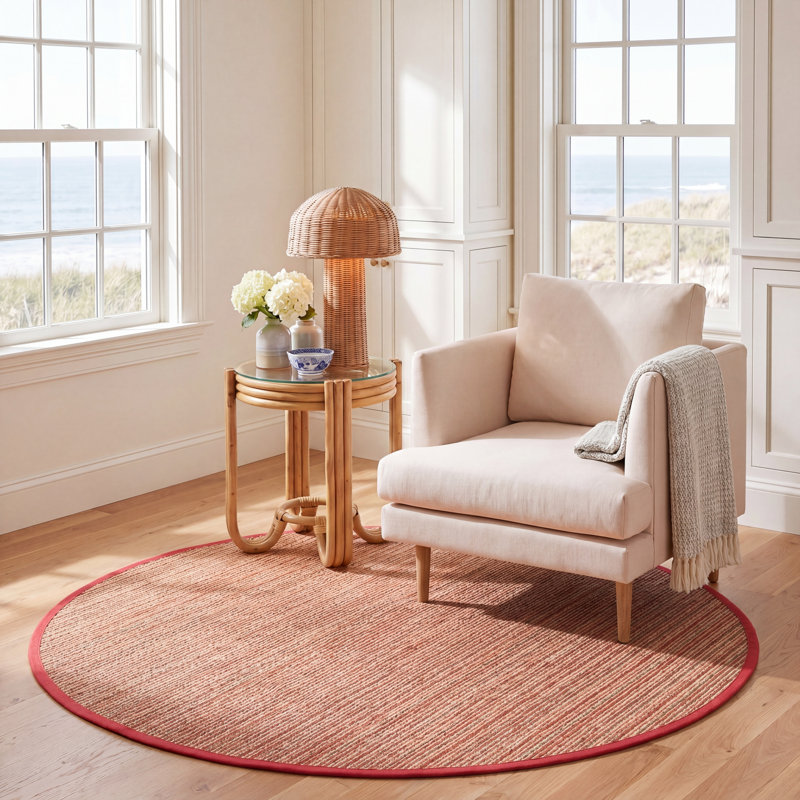 Tapis rayé en fibre de sisal Galatia, Rond 6 pi