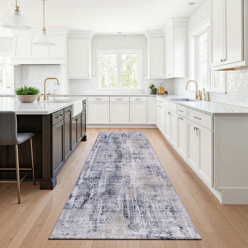 Delara Grey/Beige Machine Washable Area Rug – Non-Slip, Stain Resistant, GRS Certified, for Bedroom, Living & Dining