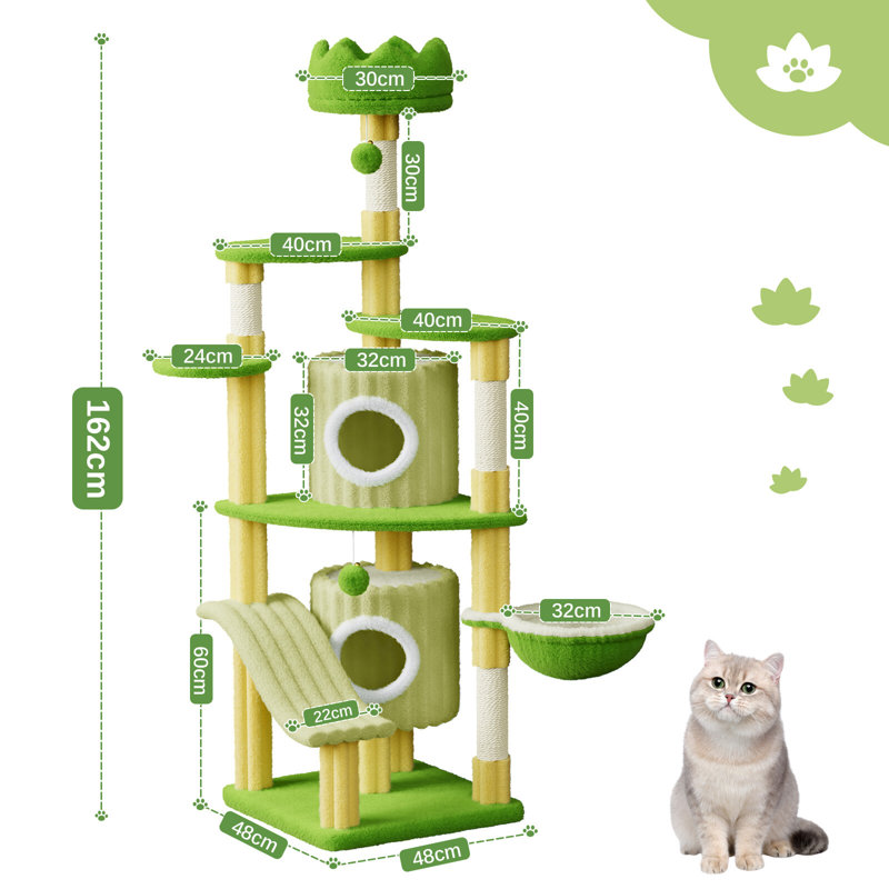 Amadahy 162cm H Cat Tree, Green