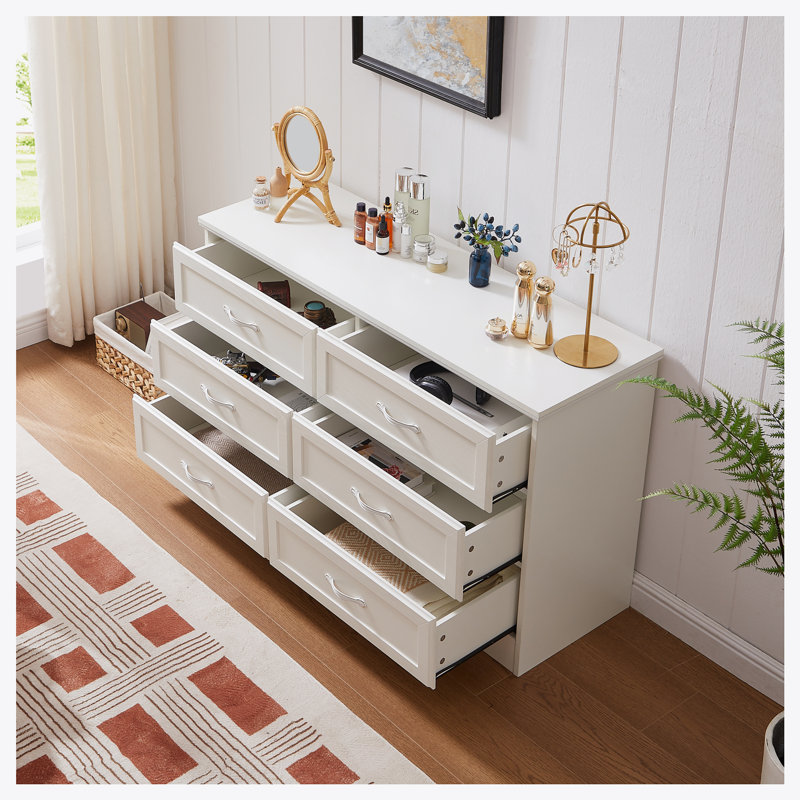 Modern 3 Drawer Bedroom Chest Of Drawers With 6 Drawers Dresser, Clothes Organizer -Metal Pulls For Living Room, Bedroom, Hallway