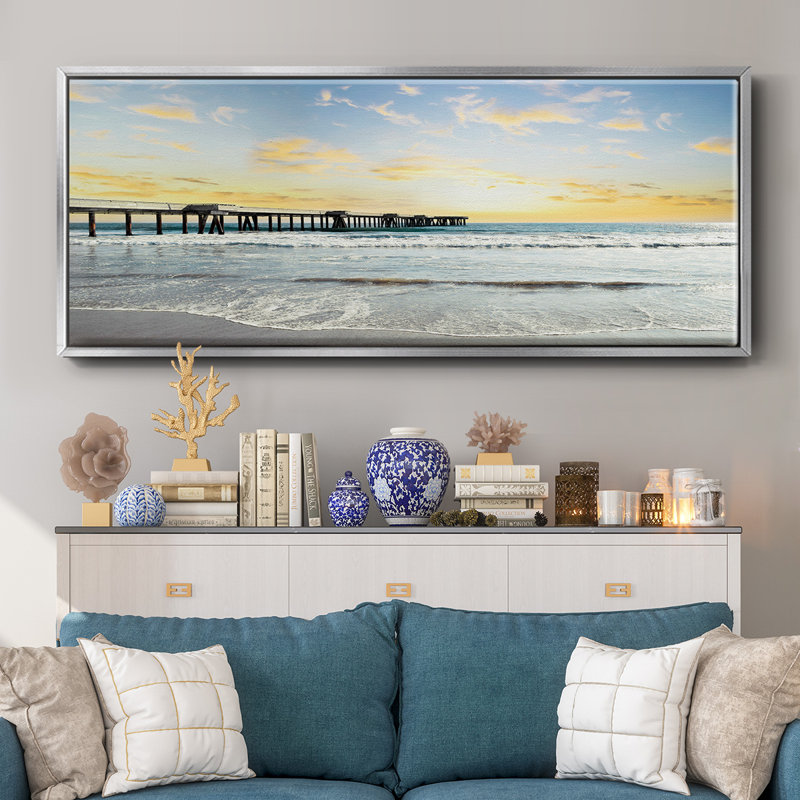 Pacific Beach Pier- Framed Canvas, 12" H x 30" W